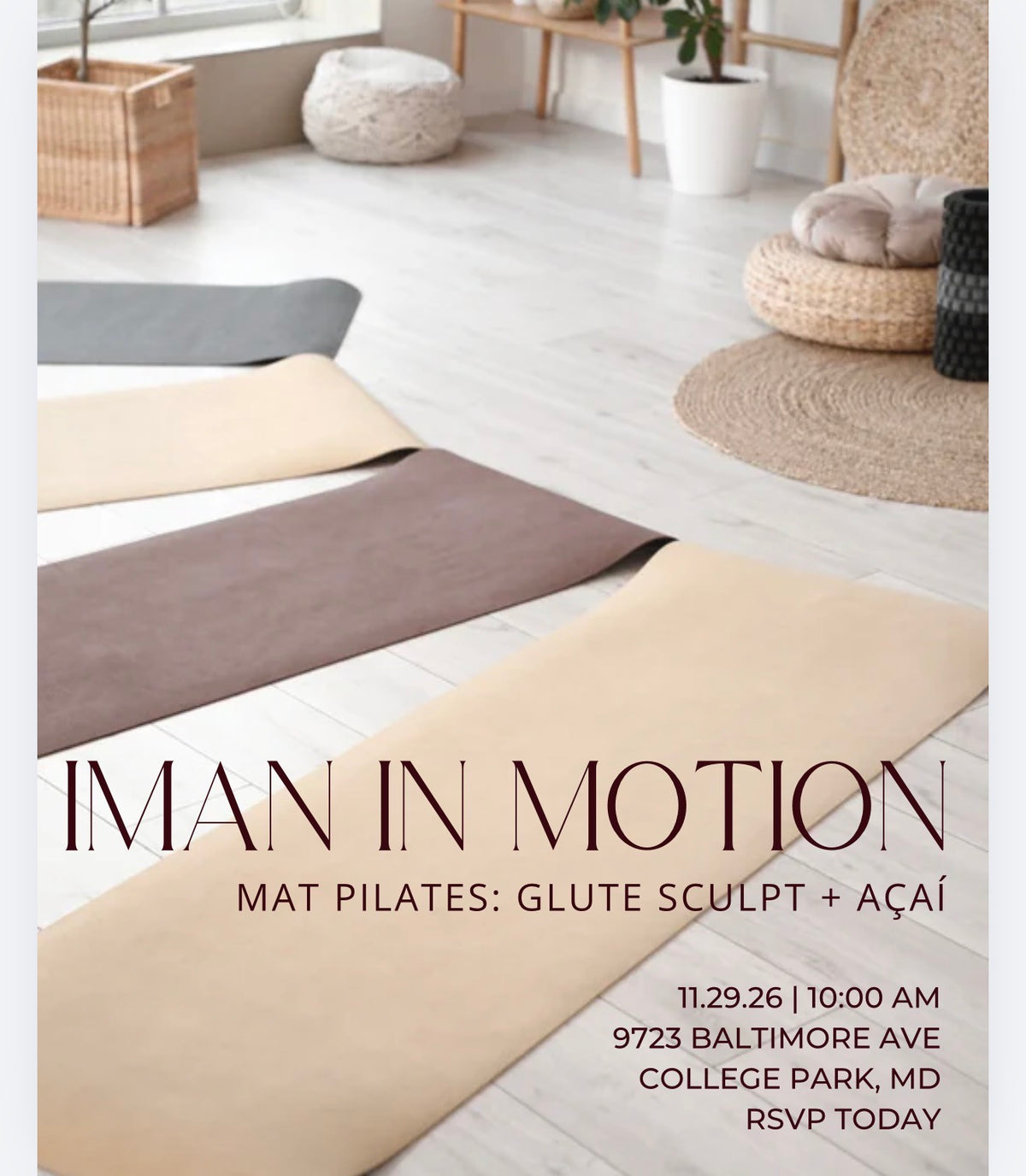 Iman in Motion: Mat Pilates-Glute Sculpt & Açaí